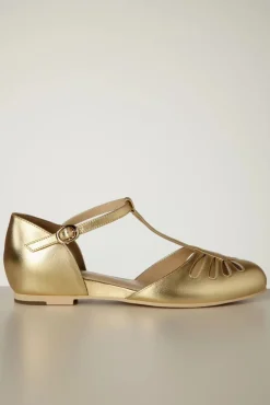 Singapore T-Strap Ballerina Flats In Goud