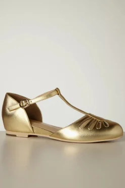 Singapore T-Strap Ballerina Flats In Goud
