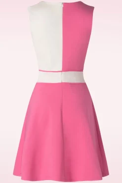 Sixties Contrast Jurk In Roze
