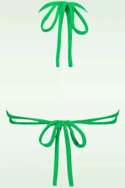 Slide Triangle Bikini Top In Bright Green Relief