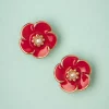 Small Rose Oorbellen In Lipstickrood