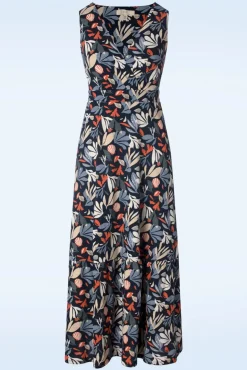 Strand Glass Maxi Jurk In Collaged Sea Maritime Blue