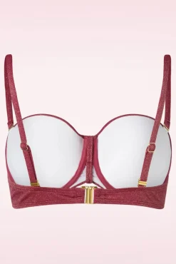 Summer Glam Padded Bikinitop In Bordeauxrood