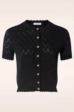 Summer Scallop Cardigan In Zwart