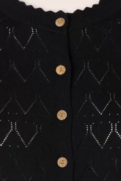 Summer Scallop Cardigan In Zwart