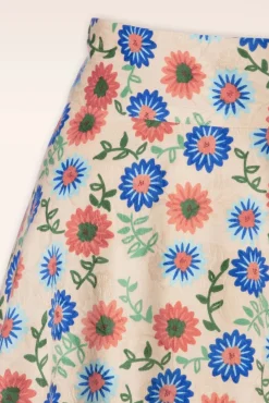 Sweet Floral Swing Rok In Creme