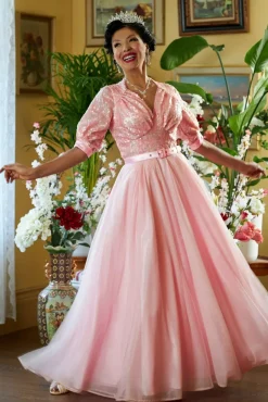 Tess Pia Kanten Bruidsmeisjesjurk In Morganite