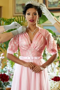 Tess Pia Kanten Bruidsmeisjesjurk In Morganite