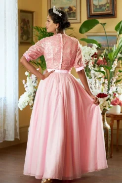 Tess Pia Kanten Bruidsmeisjesjurk In Morganite