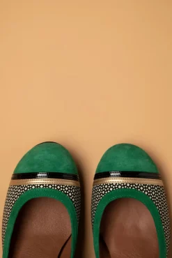 Tessy Suede Mary Jane Pumps In Groen En Zwart