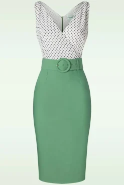 The Roslyn Pencil Jurk In Levendig Saliegroen