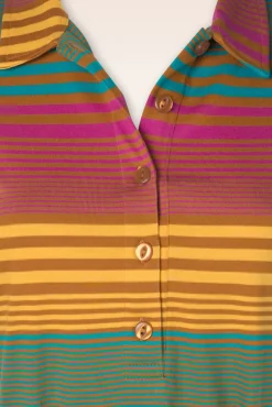 Tilly Polo Jurk In Yarn Dyed Caramel