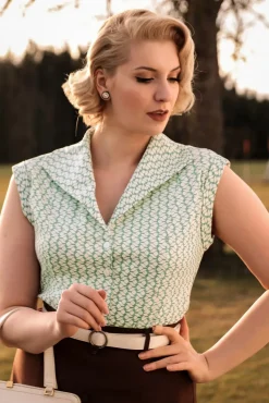 Tina Tile Blouse In Mintgroen