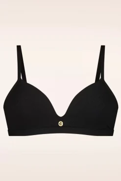Triangle Bikinitop In Black Rib