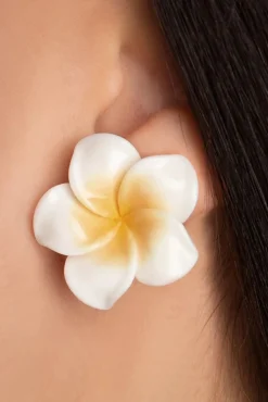 Tropical Summer Flower Stud Oorbellen In Wit