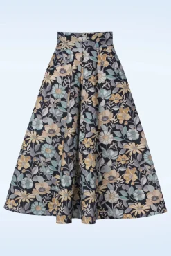 Vania Lee Floral Skirt In Navy