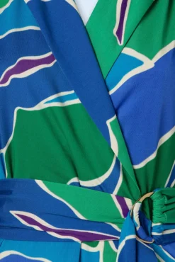 Vera Crossover Maxi Jurk In Blauw En Groen