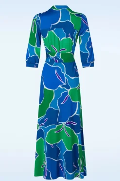 Vera Crossover Maxi Jurk In Blauw En Groen