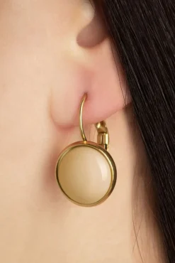 Vergulde Dot Oorbellen In Biscotti Beige