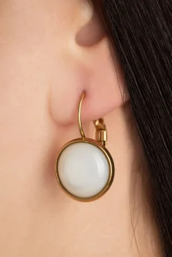 Vergulde Dot Oorbellen In Ivoor