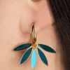 Vergulde Gemma Oorbellen In Teal