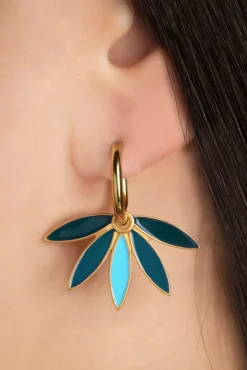 Vergulde Gemma Oorbellen In Teal