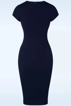 Vivien Pencil Jurk In Marineblauw