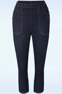 Workwear Capri Denim In Donkerblauwe Wassing