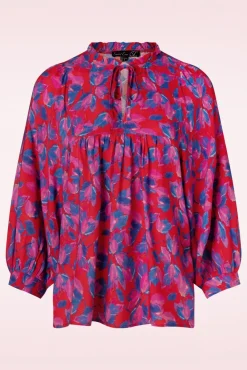 Ylenia Blouse In Rood En Kobalt