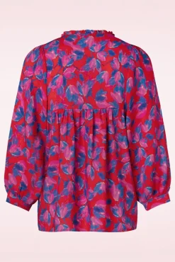 Ylenia Blouse In Rood En Kobalt