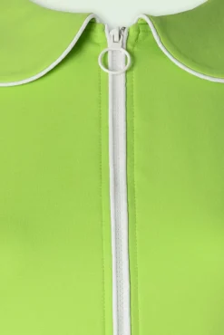 Zip Front Collared Sleeveless Jurk In Groen